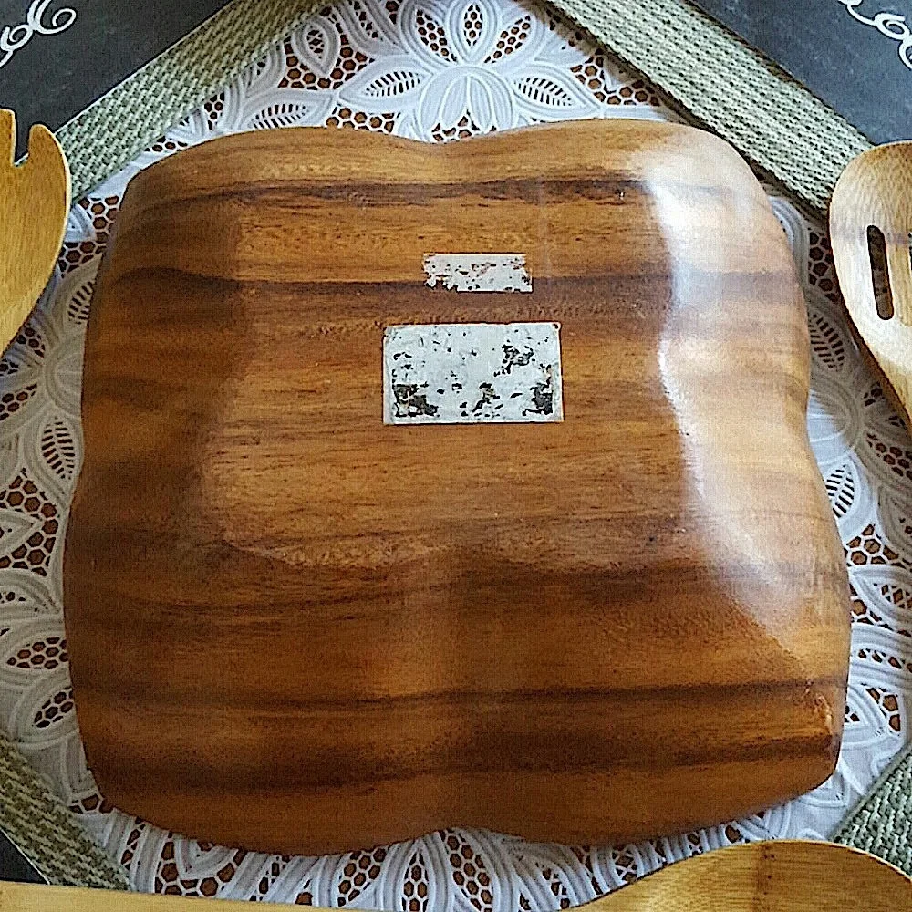 Vintage Set of 5 Monkey Pod Wood Salad Bowls